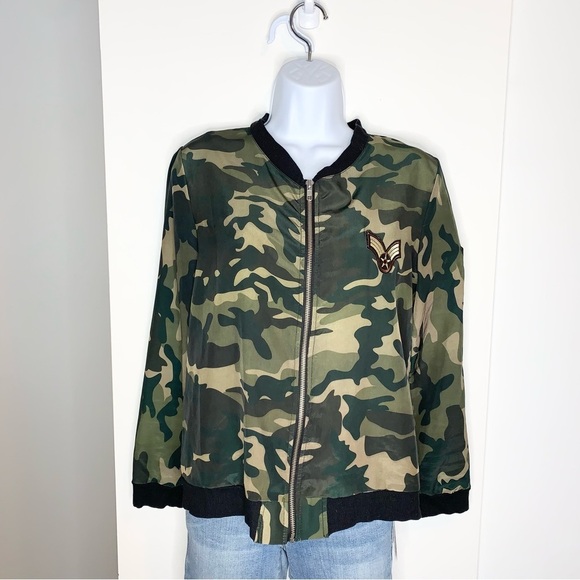 City of Angels Women's Army Bomber Jacket Zip front Lightweight Green Size Small - Picture 2 of 16